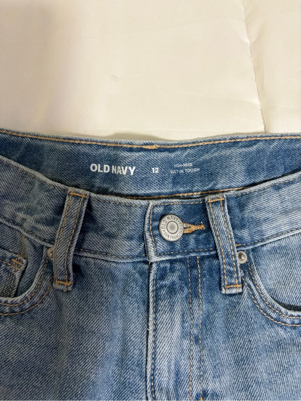 Old Navy Kids Blue Denim High-Rise Shorts American Flag Pocket Size 12